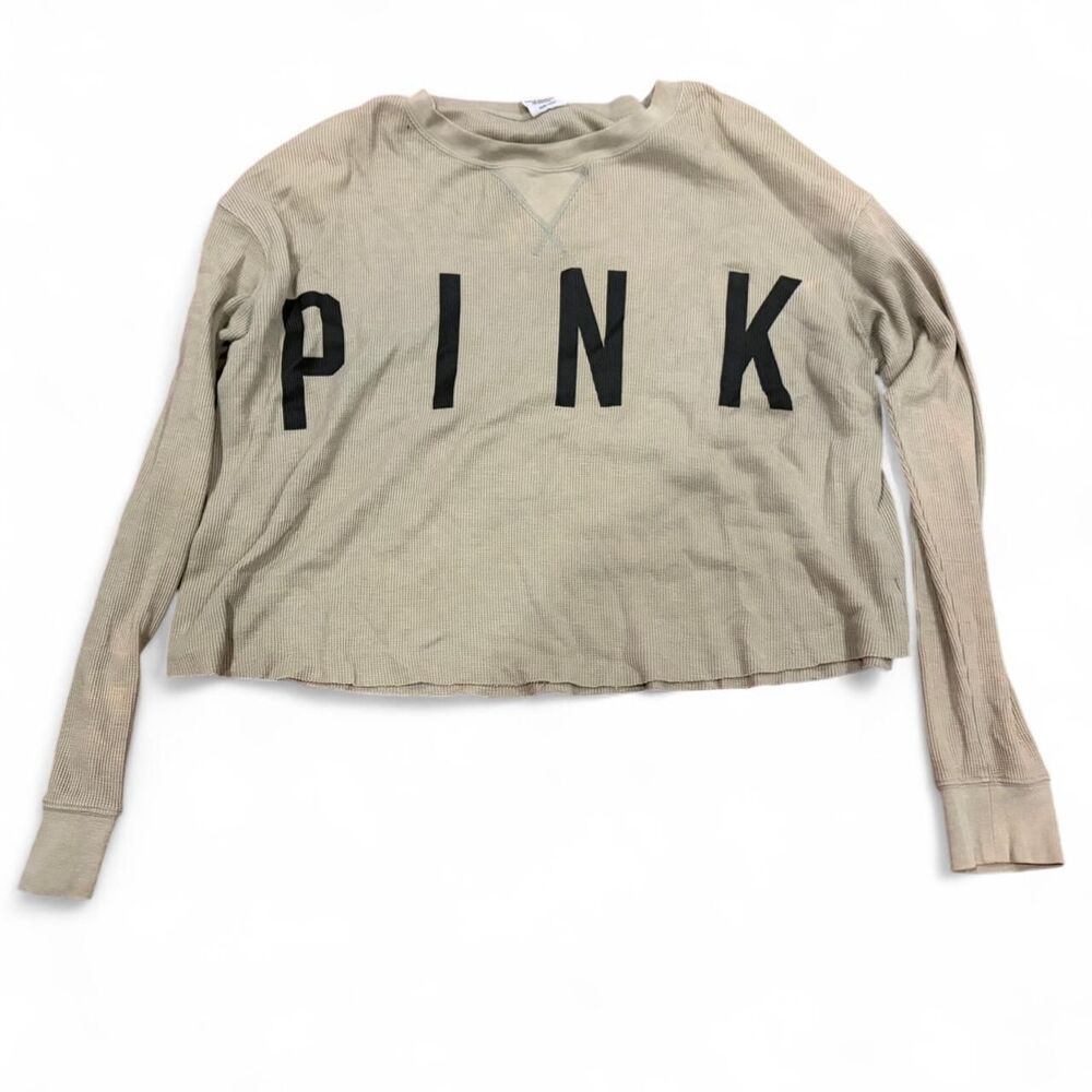 Victoria-s-secret Women's Cream and Tan T-shirt